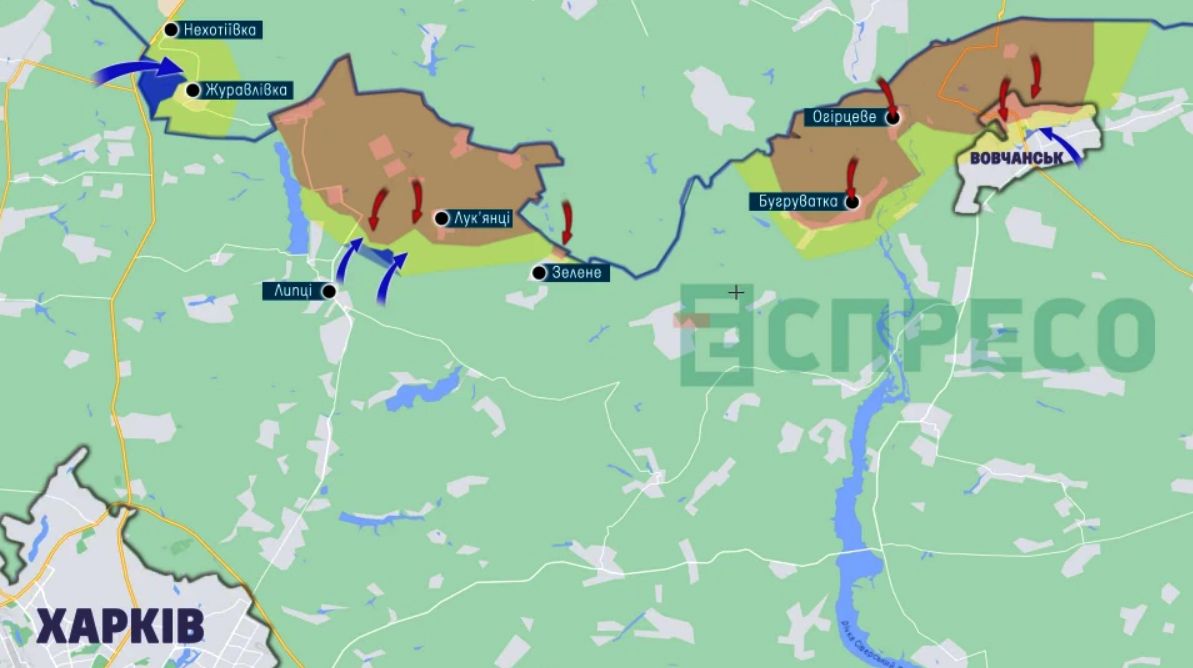 Карта: телеканал Еспресо На Липецькому відтинку без змін: окупанти намагаються зачепитися за Липці на порталі Gromada Group