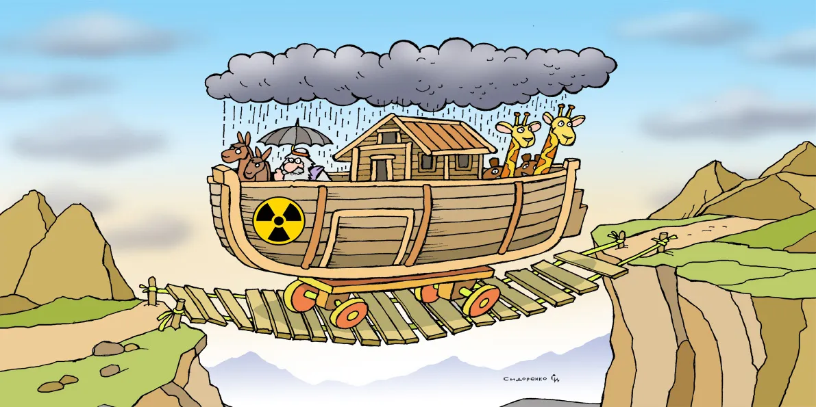 Combat cockroaches on the battlefield; the "US project" – stop; China is simulating a nuclear war; Sarkozy is trying to "squirm out of it," while the farmers of Dergachi are harvesting... Cartoon by Oleksandr Sydorenko at the Gromada Group Media