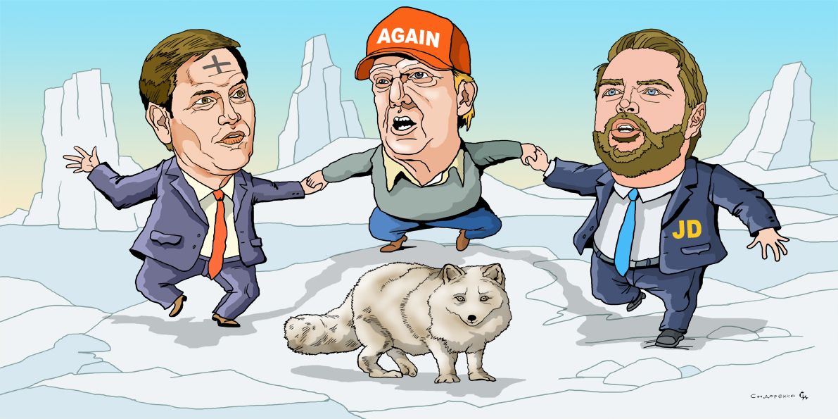 Карикатура Олександра Сидоренка. Шекспірівські пристрасті! Вибори в Україні. Китай сперечається: хто Ви, містере Трамп, «культурний революціонер» чи «звичайний грубіян»? США підраховують: почім Гренландія... Карикатура Олександра Сидоренка на порталі Gromada Group