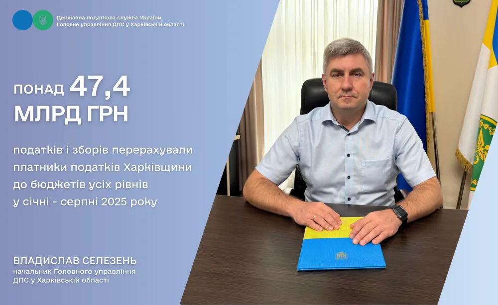 Колаж: ГУ ДПС у Харківській області Платники податків Харківщини перерахували до бюджетів усіх рівнів понад 47,4 млрд грн податків і зборів на порталі Gromada Group