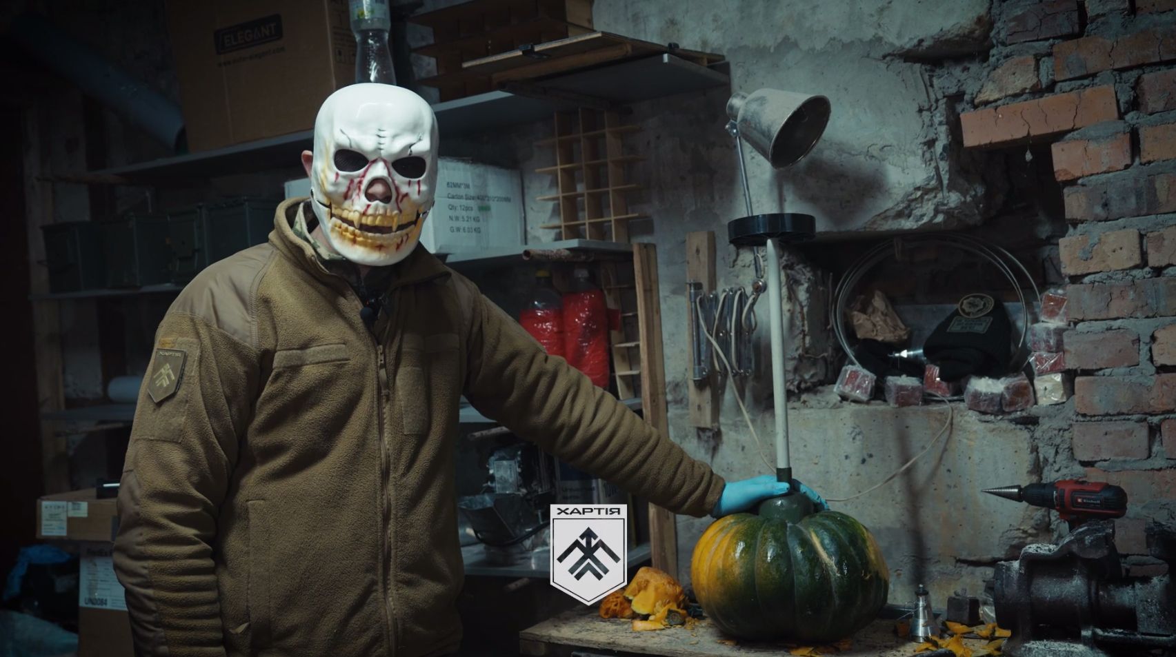 Скриншот з відео Вибуховий гарбуз під Липцями: вампіристи з підрозділу «SkyMonsters» бригади «Хартія» «привітали» окупантів з Геловіном на порталі Gromada Group