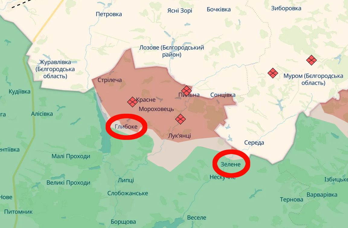 Скриншот карти https://deepstatemap.live/ Окупанти намагались просунутись районах Глибокого та Зеленого на порталі Gromada Group