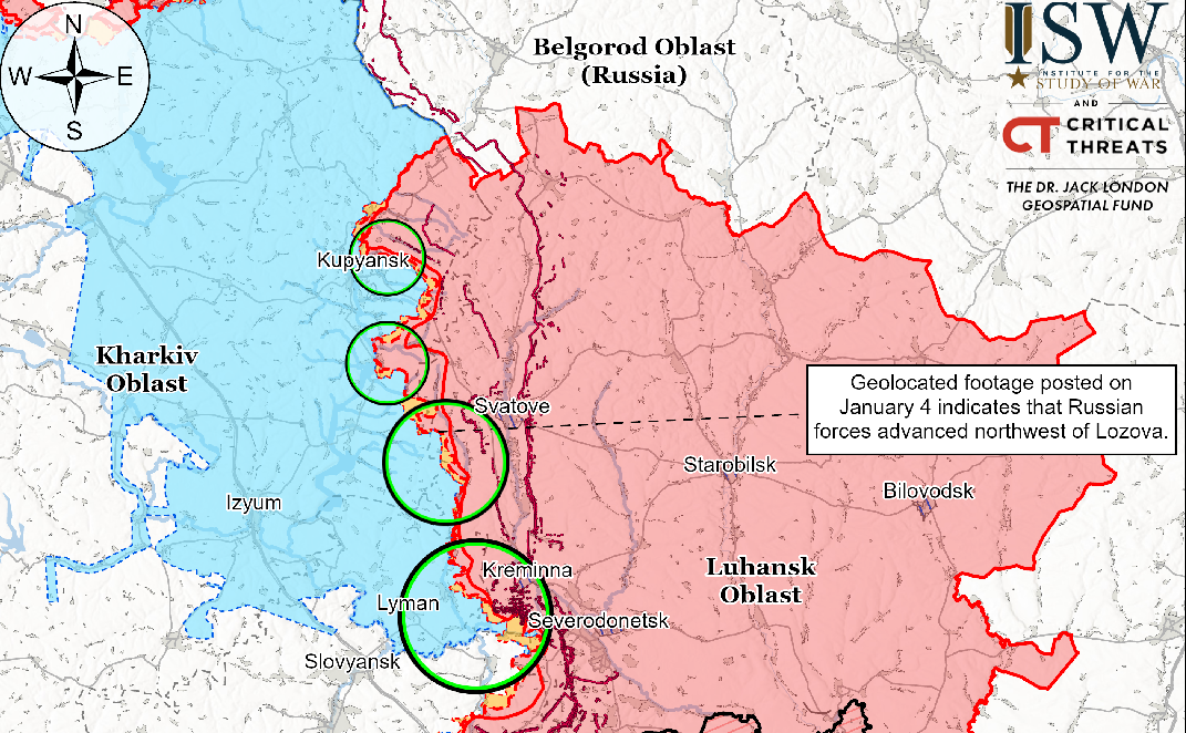 Карта ISW станом на 05.01.2025 Просувань окупантів на Куп'янщині немає — ISW на порталі Gromada Group