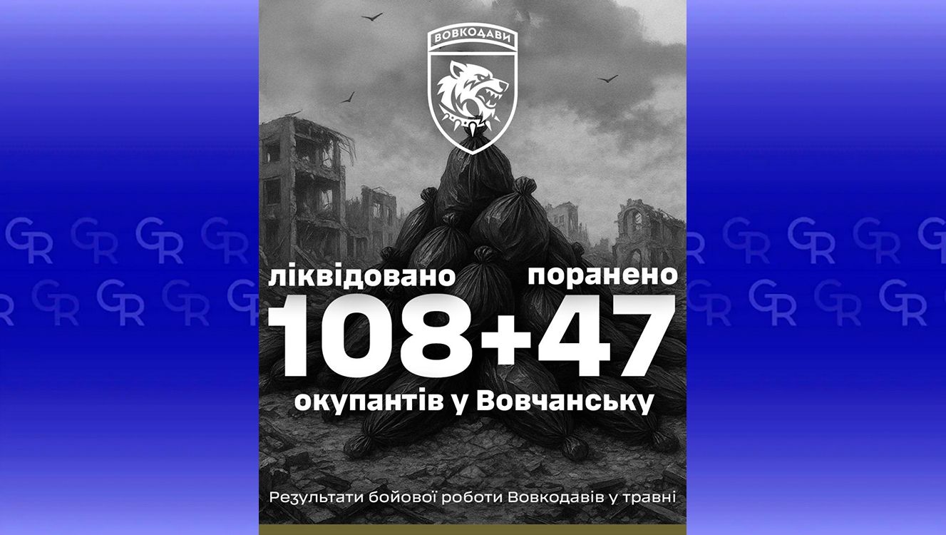 Колаж: "Вовкодави" М’ясорубка росіян у Вовчанську на півтори роти: «Вовкодави» відзвітували про травневі підсумки знищення окупантів на порталі Gromada Group