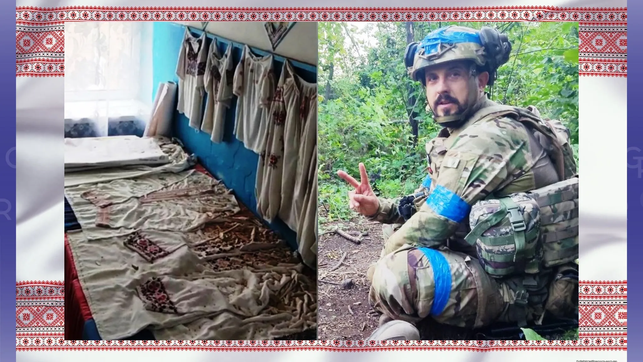 At the risk of their lives, the military from Chernivtsi wore Sloboda embroidered shirts.Collage by Olena Zelenina. Photo from the archive of Viyskov on pseudo Markovich via Suspilne Chernivtsi  at the Gromada Group Media