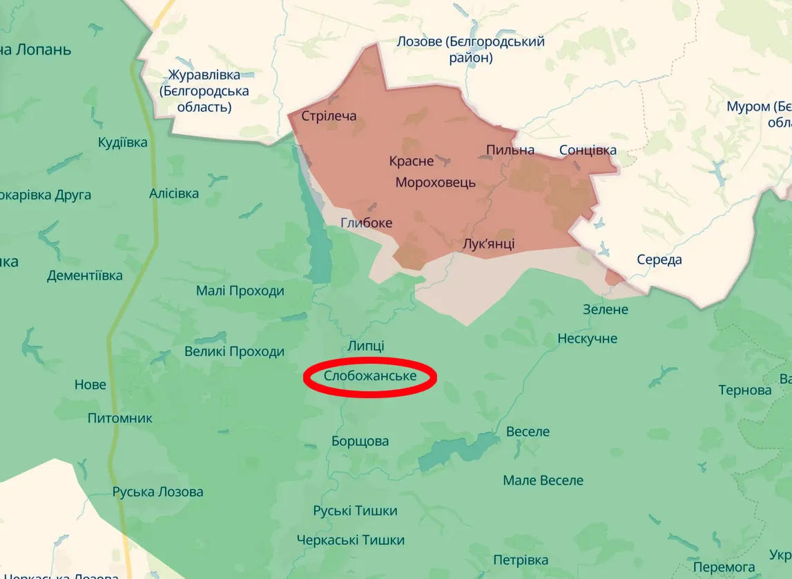 Скриншот карти https://deepstatemap.live/ У Слобожанському Липецької громади російським артобстрілом поранено жінку на порталі Gromada Group