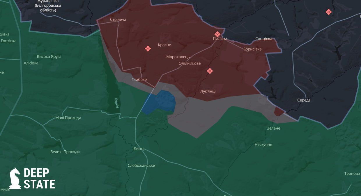 Скриншот карти https://deepstatemap.live Українські захисники відновили позиції біля Липців — DeepState на порталі Gromada Group