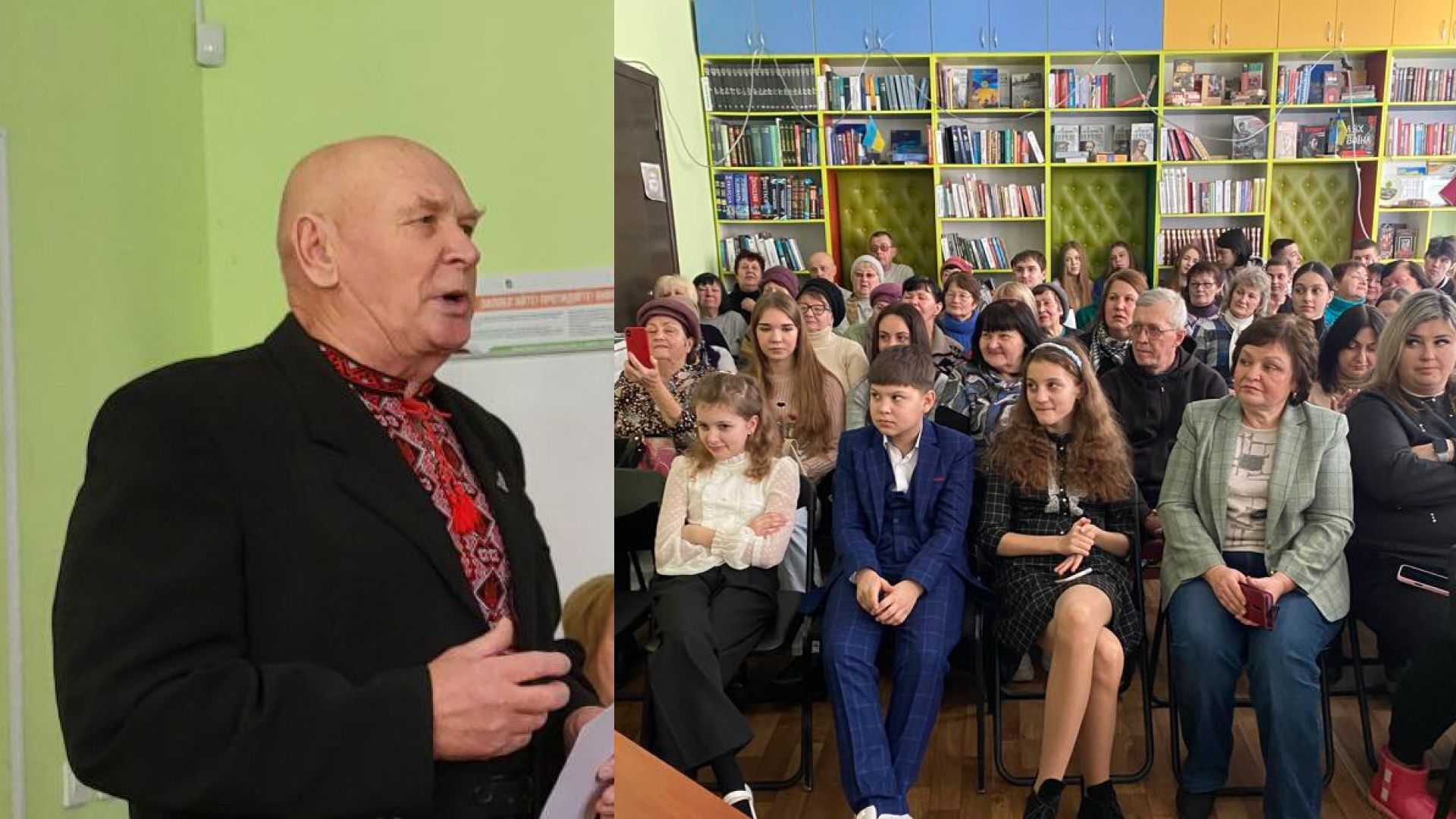 Зустріч у Мерефі з поетом Віктором Пінченком. Колаж Ірини Мироненко «Лише поезія в біді мене хіба що втішить може». Творча зустріч поколінь у Мереф’янській бібліотеці на порталі Gromada Group