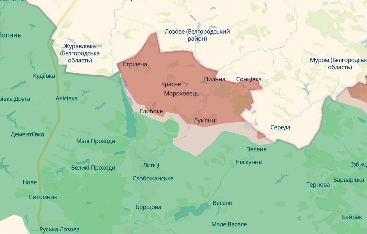 Скриншот з карти https://deepstatemap.live/ В районі Липців відбили ворожий штурм на порталі Gromada Group
