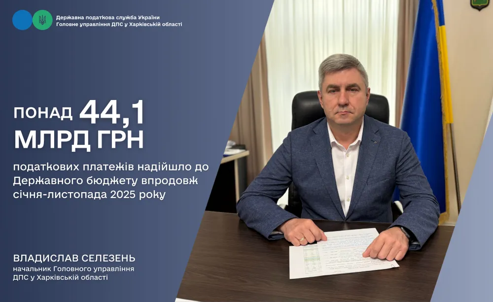 The State Budget received over UAH 44.1 billion in tax payments from taxpayers in the Kharkiv region at the Gromada Group Media