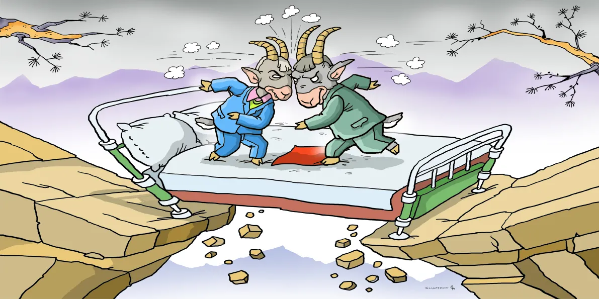 Карикатура Олександра Сидоренка. Атракціон «Трампівські гірки»: інтелектуали соціальних мереж про зустріч на Алясці. Меми та карикатури/ Карикатура Олександра Сидоренка на порталі Gromada Group