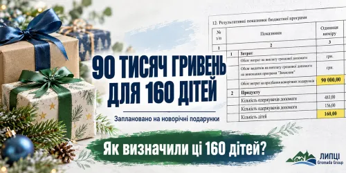 На новорічні подарунки для 160 дітей Липецької громади запланували 90 тисяч гривень на порталі Gromada Group