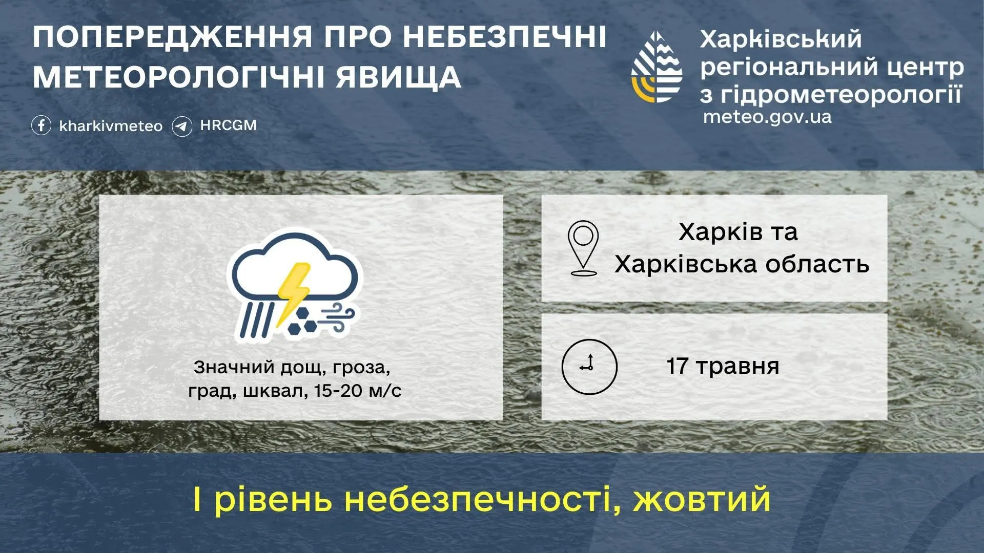 Колаж ГУ ДСНС у Харківській області На Харківщині 17 травня очікуються складні метеорологічні явища - ДСНС на порталі Gromada Group