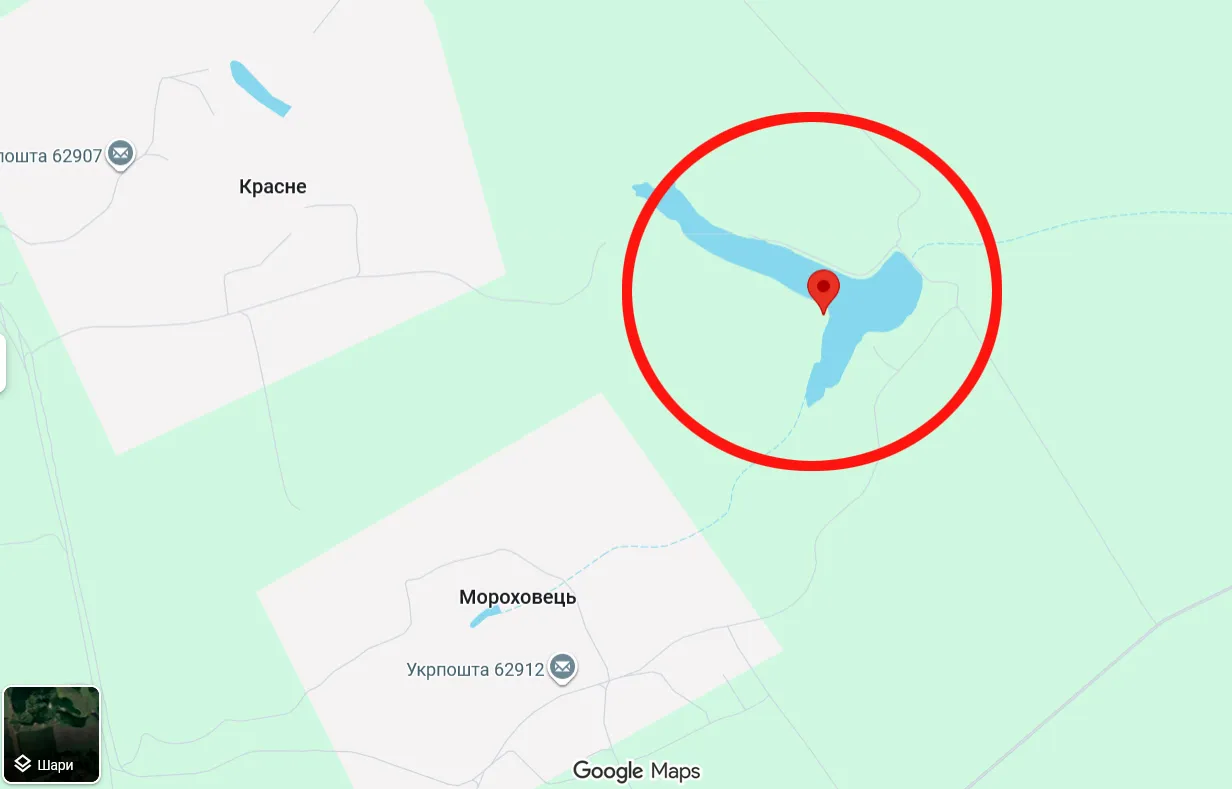 Скриншот карти https://www.google.com/maps/ В районі Мороховця: де саме окупантами влаштували смертельні аквапроцедури встановили осінтери на порталі Gromada Group
