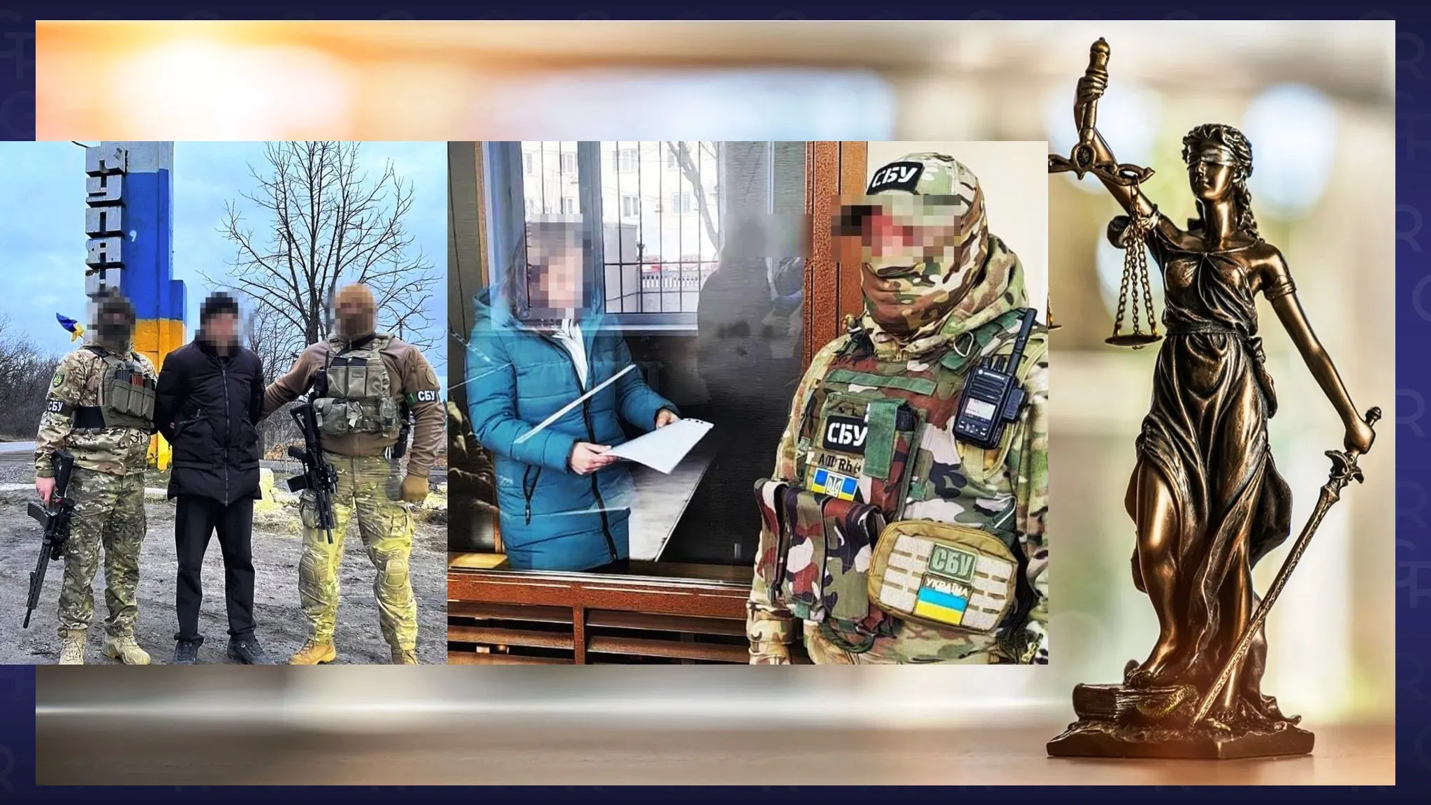 Колаж Олени Зеленіної. Фото:СБУ. 82% українців вважають, що колаборанти мають нести кримінальну відповідальність. Хто має бути обов’язково люстрований? Колаж Олени Зеленіної на порталі Gromada Group