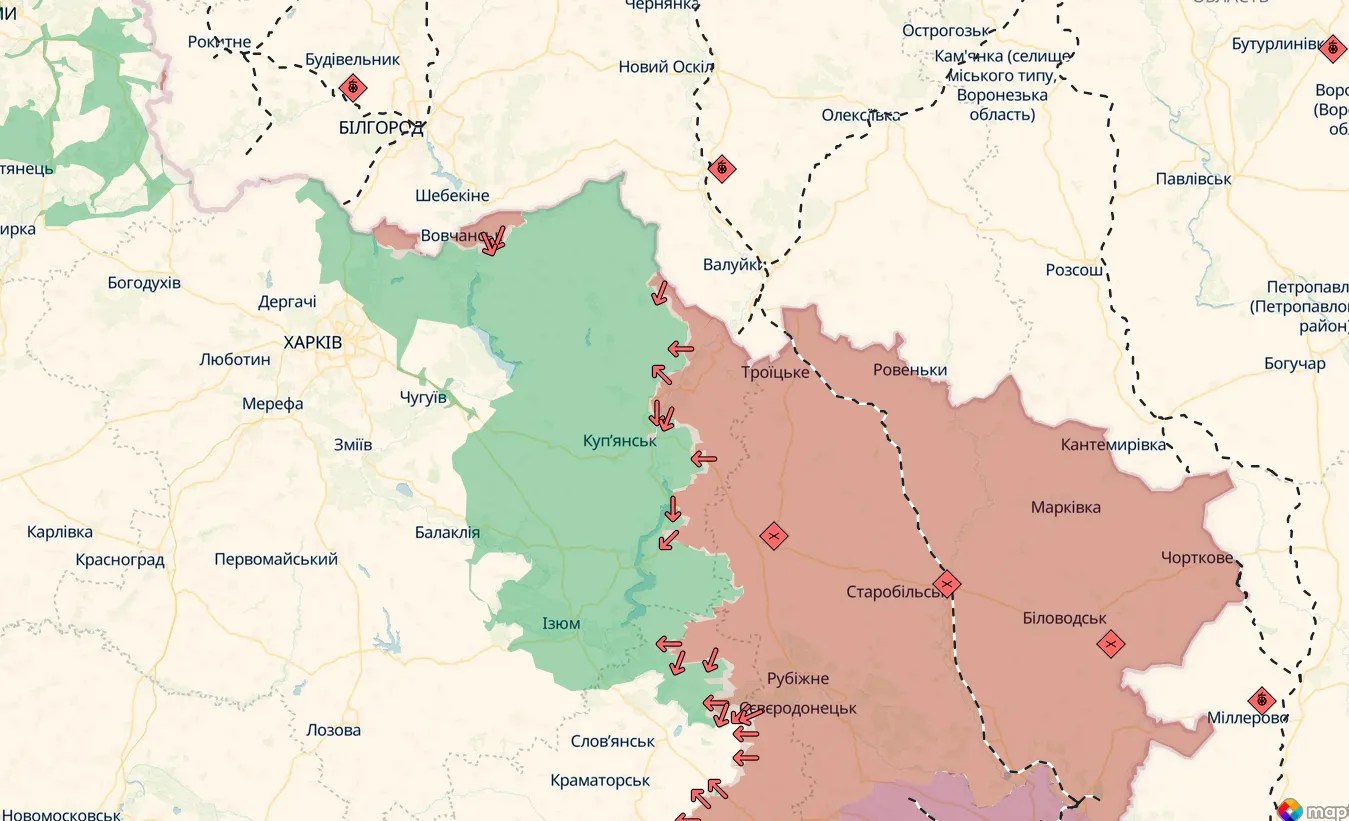 Скриншот карти https://deepstatemap.live/ 21 бойове зіткнення відбулося минулої доби в зоні відповідальності Угруповання об’єднаних сил на порталі Gromada Group