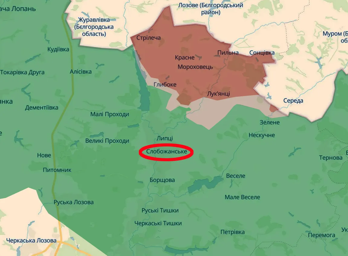 Скриншот карти https://deepstatemap.live У Слобожанському обстрілом пошкоджені дві приватні садиби на порталі Gromada Group