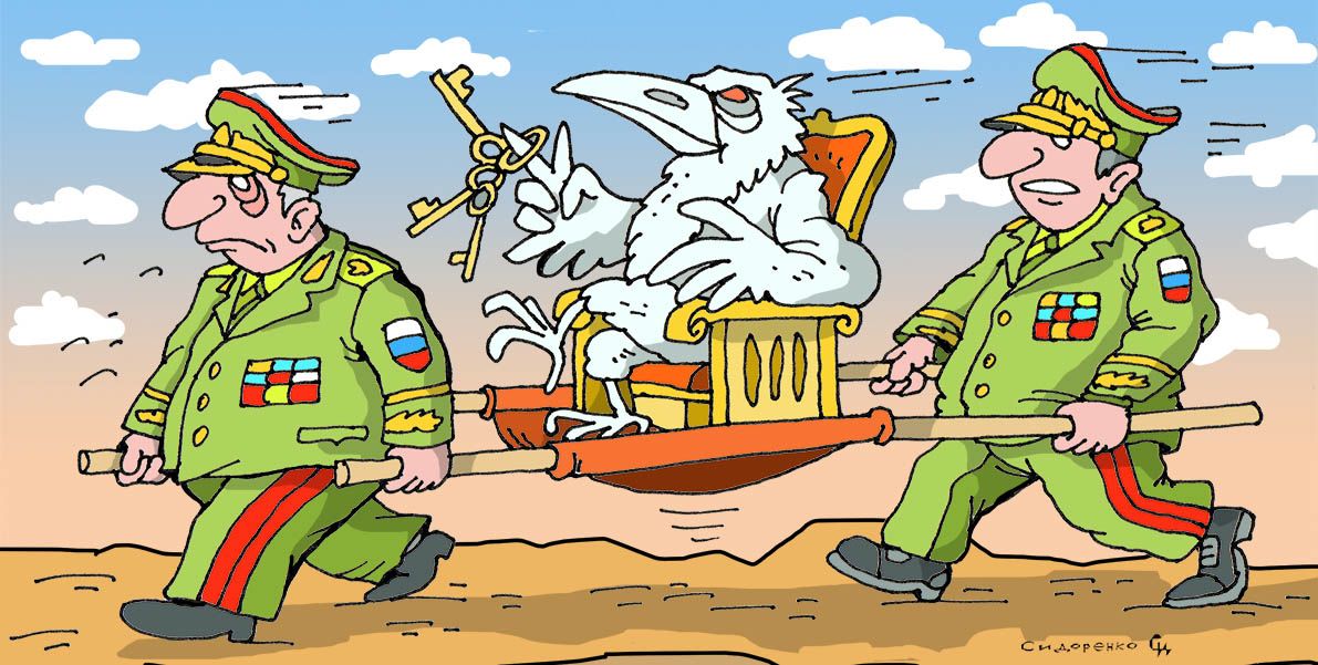 Cartoon by Olexandr Sydorenko. The Blazing Theater of the Puppet Masters: How They are Trying to Save Putin's Face. Cartoon by Olexandr Sydorenko at the Gromada Group Media