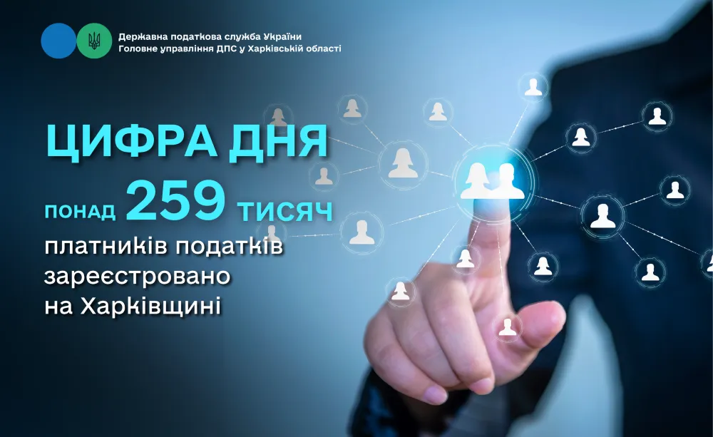 Колаж ГУ ДПС у Харківській області На Харківщині зареєстровано понад 259 тисяч платників податків на порталі Gromada Group
