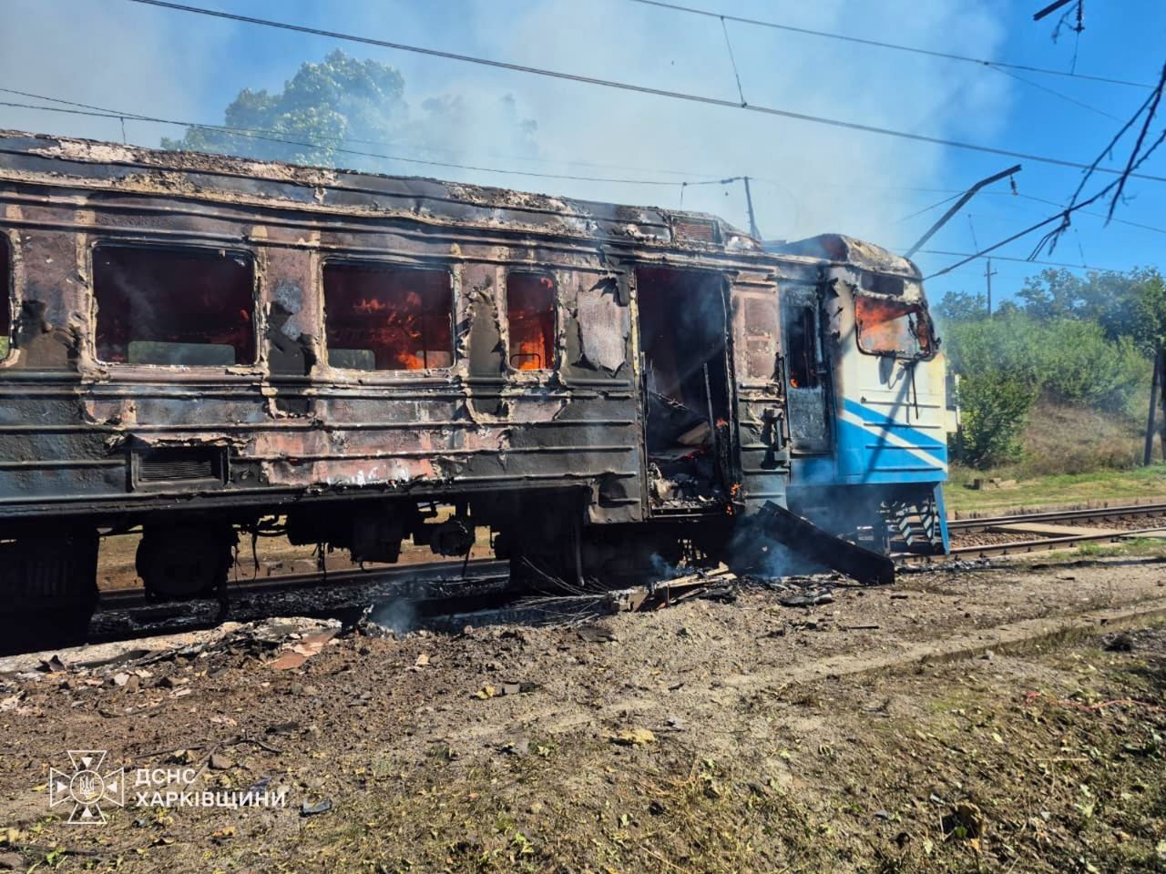 На території Нововодолазької громади російський реактивний дрон атакував приміський електропоїзд: є загиблий та поранені - фото 1