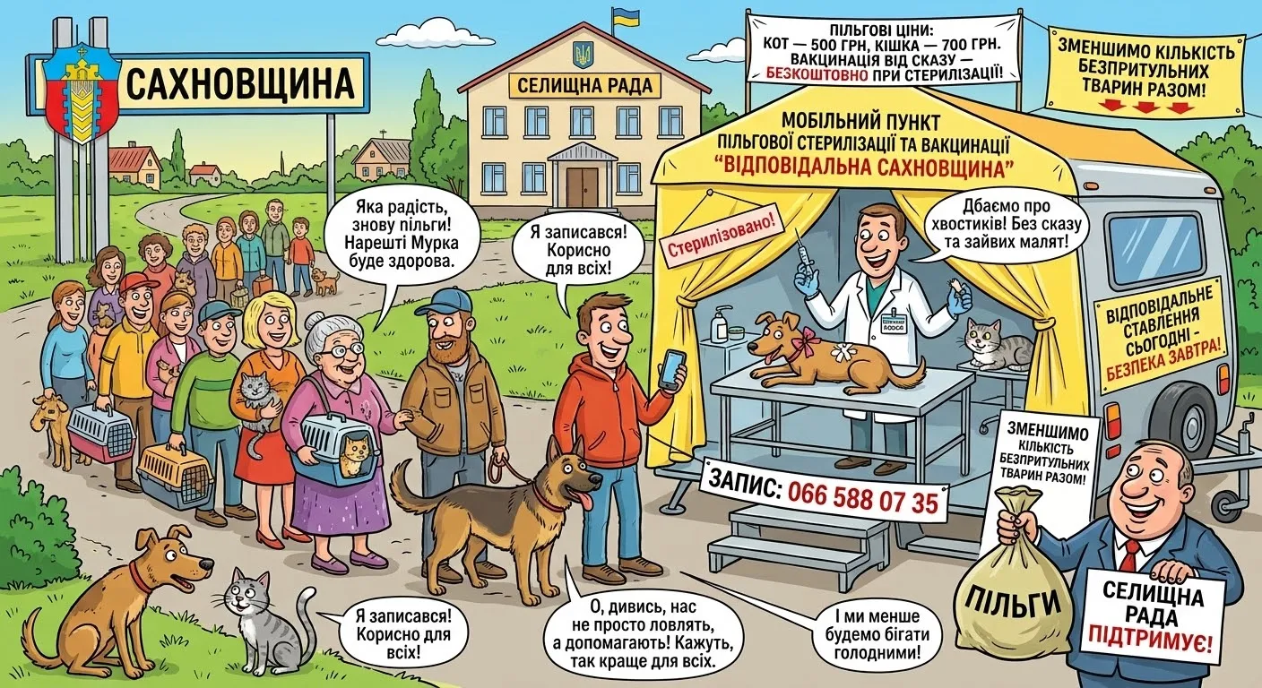 Головна світлина новини на сайті Gromada Group Пільгова стерилізація у Сахновщині: подбайте про улюбленців та безпеку громади на порталі Gromada Group