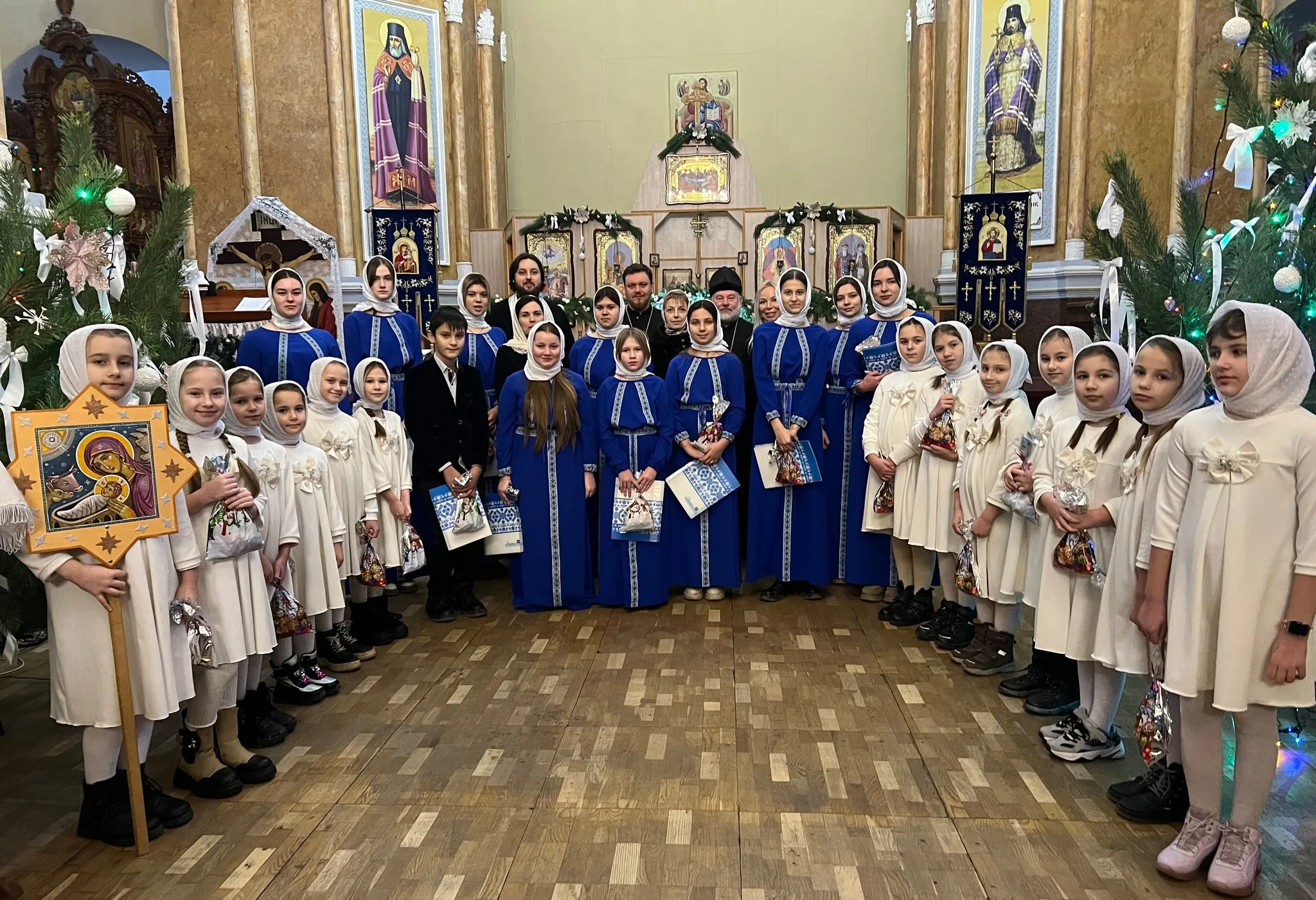 Children's Choir of Dergachi performs Christmas carols in the Holy Dormition Cathedral of Kharkiv at the Gromada Group Media