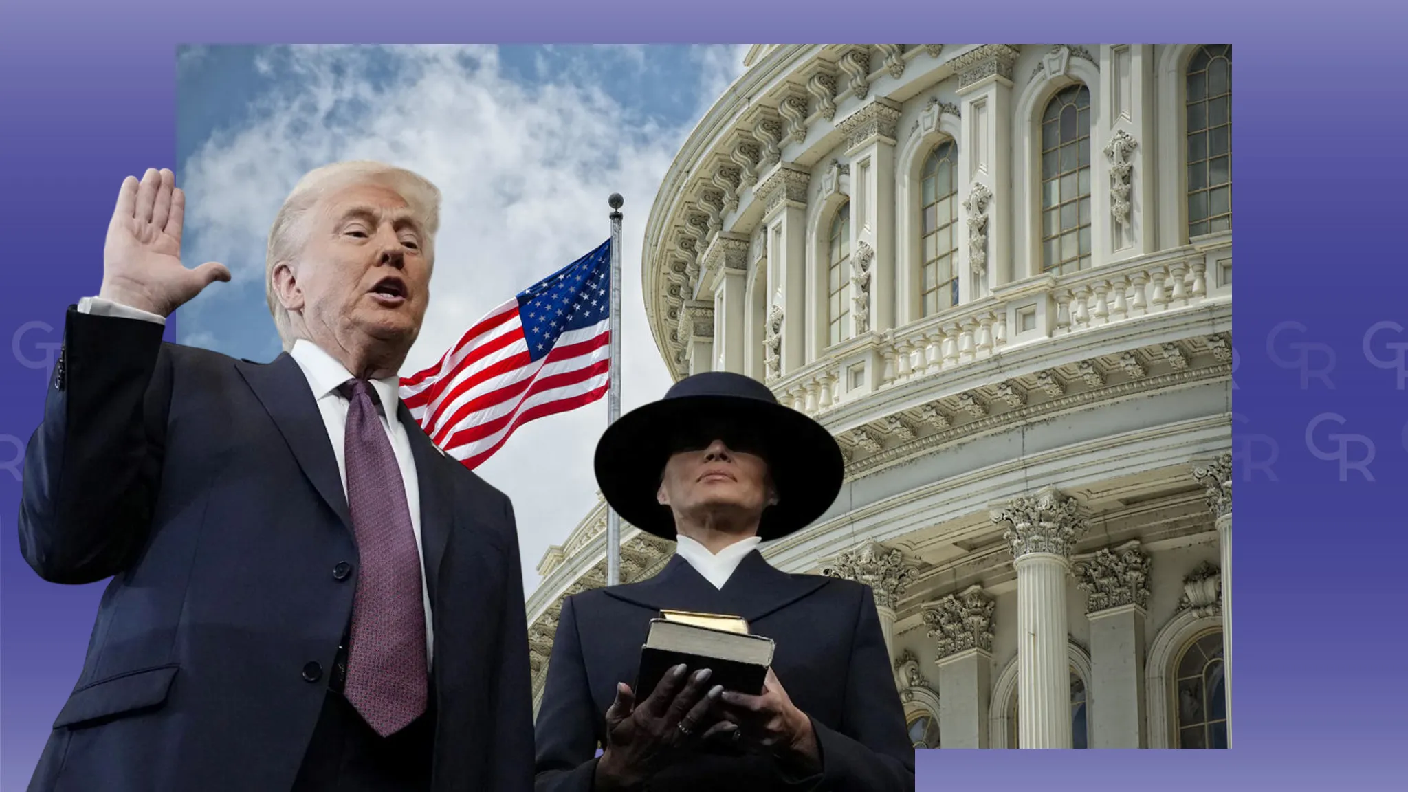 Collage by Olena Zelenina. “Terminator” in the White House: social media intellectuals on the inauguration of the 47th US President. Collage by Olena Zelenina at the Gromada Group Media