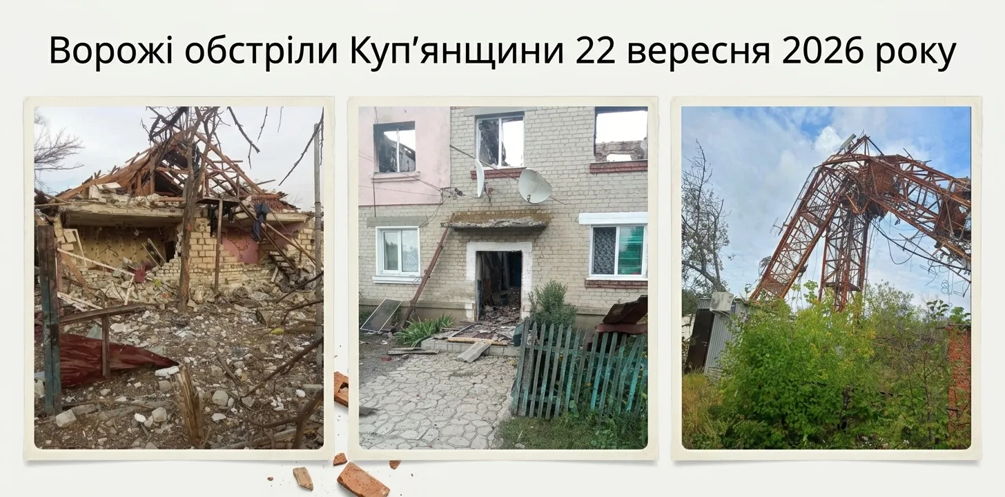 Фото: Андрій Канашевич (facebook) / Колаж Gromada Group Ворог обстріляв Великий Бурлук, Шевченкове, Гетьманівку, Сподобівку, Підсереднє, Гнилицю Першу: пошкоджено будинки та інфраструктуру на порталі Gromada Group