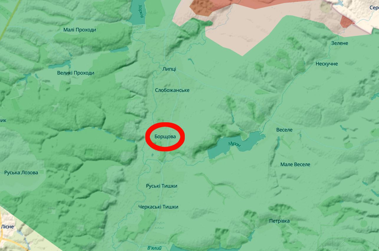 Скриншот карти https://deepstatemap.live/ Борщову окупанти обстріляли з артилерії на порталі Gromada Group