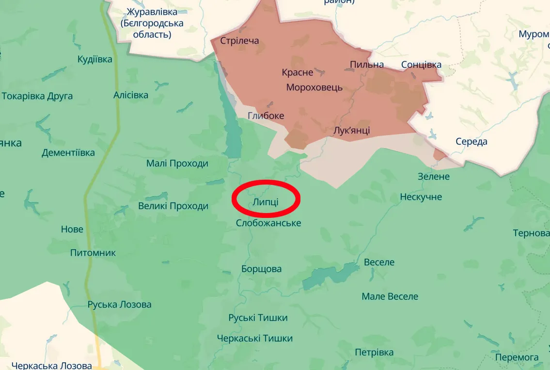 Скриншот карти https://deepstatemap.live/ В районі Липців окупанти поновили атакувальні дії: успіхів не мали на порталі Gromada Group