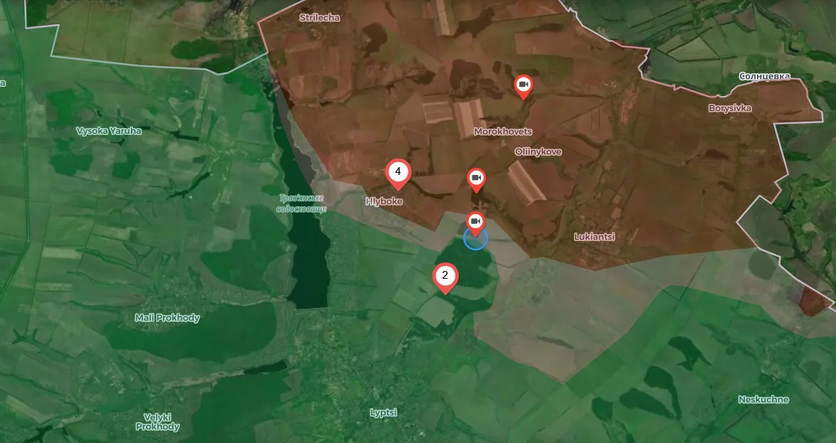 Скриншот карти https://map.wararchive.in.ua/ Де саме у Липецькій громаді вів бої Легіон «Свобода Росії»: точні локації встановили осінтери на порталі Gromada Group