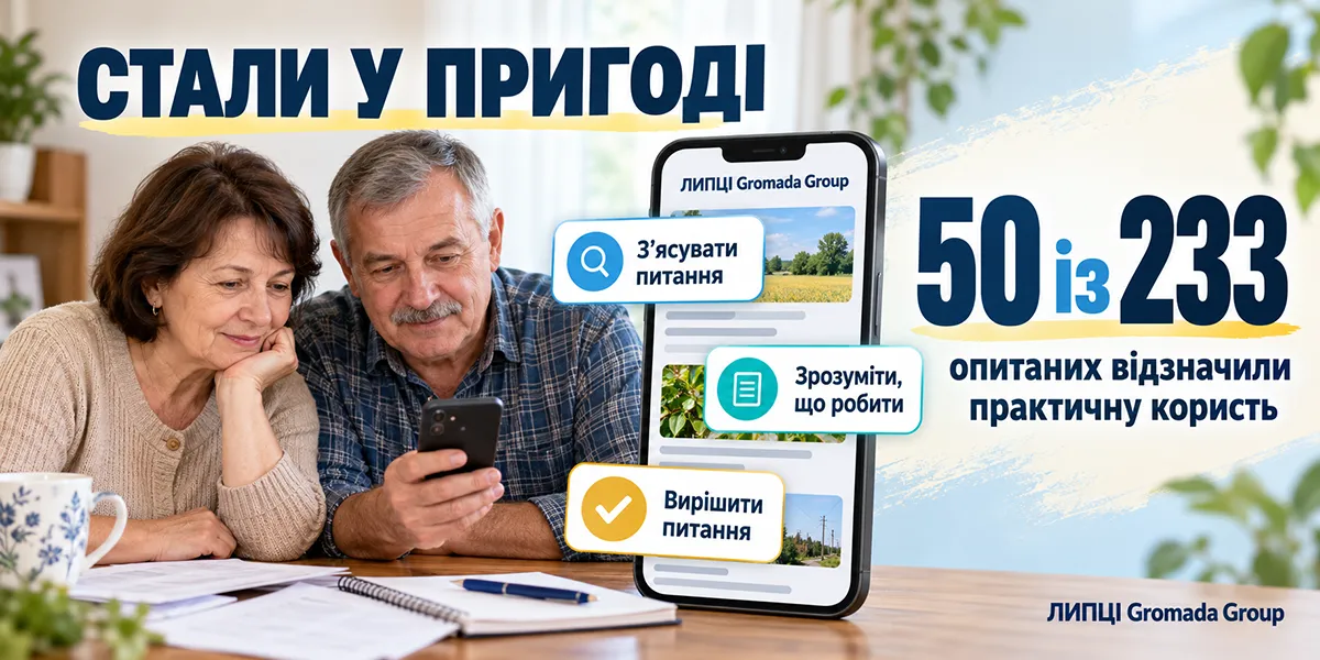 колаж та інфографіки ЛИПЦІ Gromada Group створено ШІ за попереднім описом (тут і далі) Стали у пригоді кожному п’ятому опитаному: як читачі оцінюють публікації ЛИПЦІ Gromada Group на порталі Gromada Group