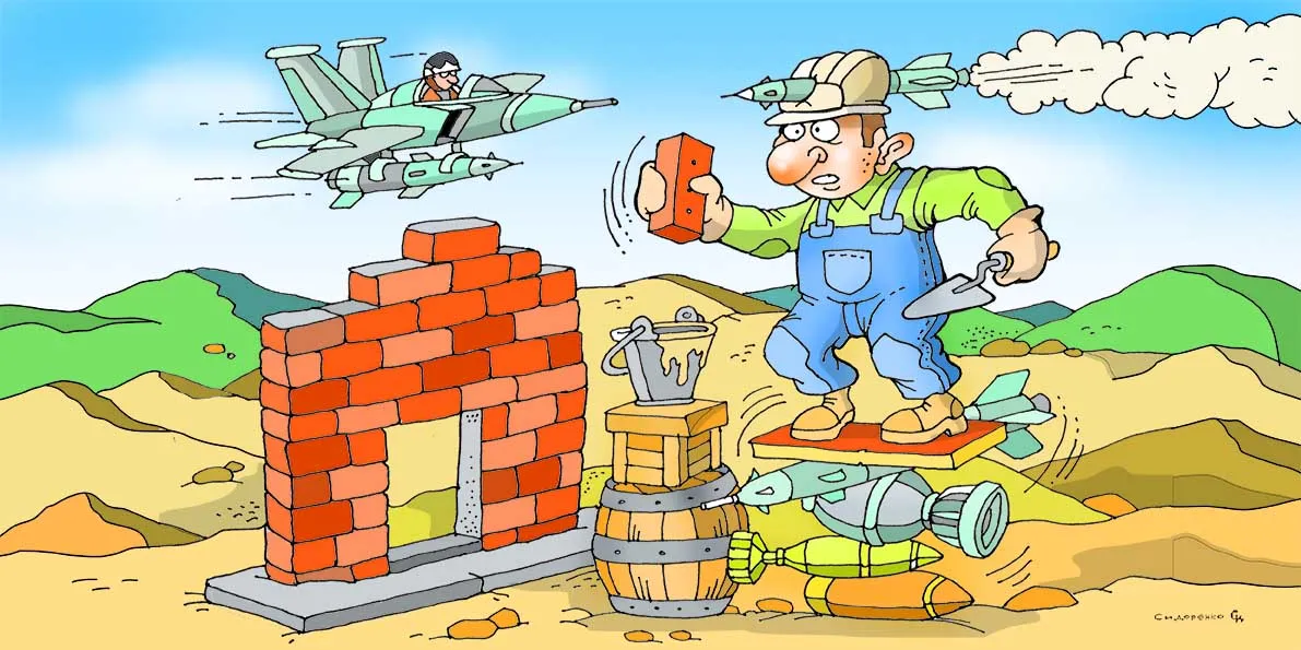 Карикатура Олександра Сидоренка. «Бабло» перемагає Зло? Війна і життя в епоху змін. Чи зможе Європа замінити США в Україні? Карикатура Олександра Сидоренка на порталі Gromada Group