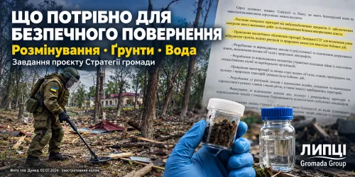 Розмінування та перевірка ґрунтів і води: що передбачають для відновлення Липецької громади на порталі Gromada Group