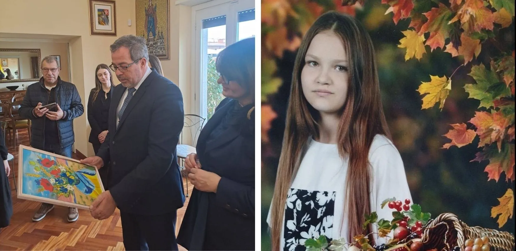 Фото: фейсбук / Центр дитячої та юнацької творчості Картину юної зміївчаники Вікторії Заікіної передали Послу України в Італії на порталі Gromada Group