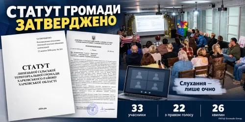 Липецька адміністрація затвердила Статут громади після суто очних слухань: право голосу мали лише 22 учасники, захід тривав усього 26 хвилин на порталі Gromada Group