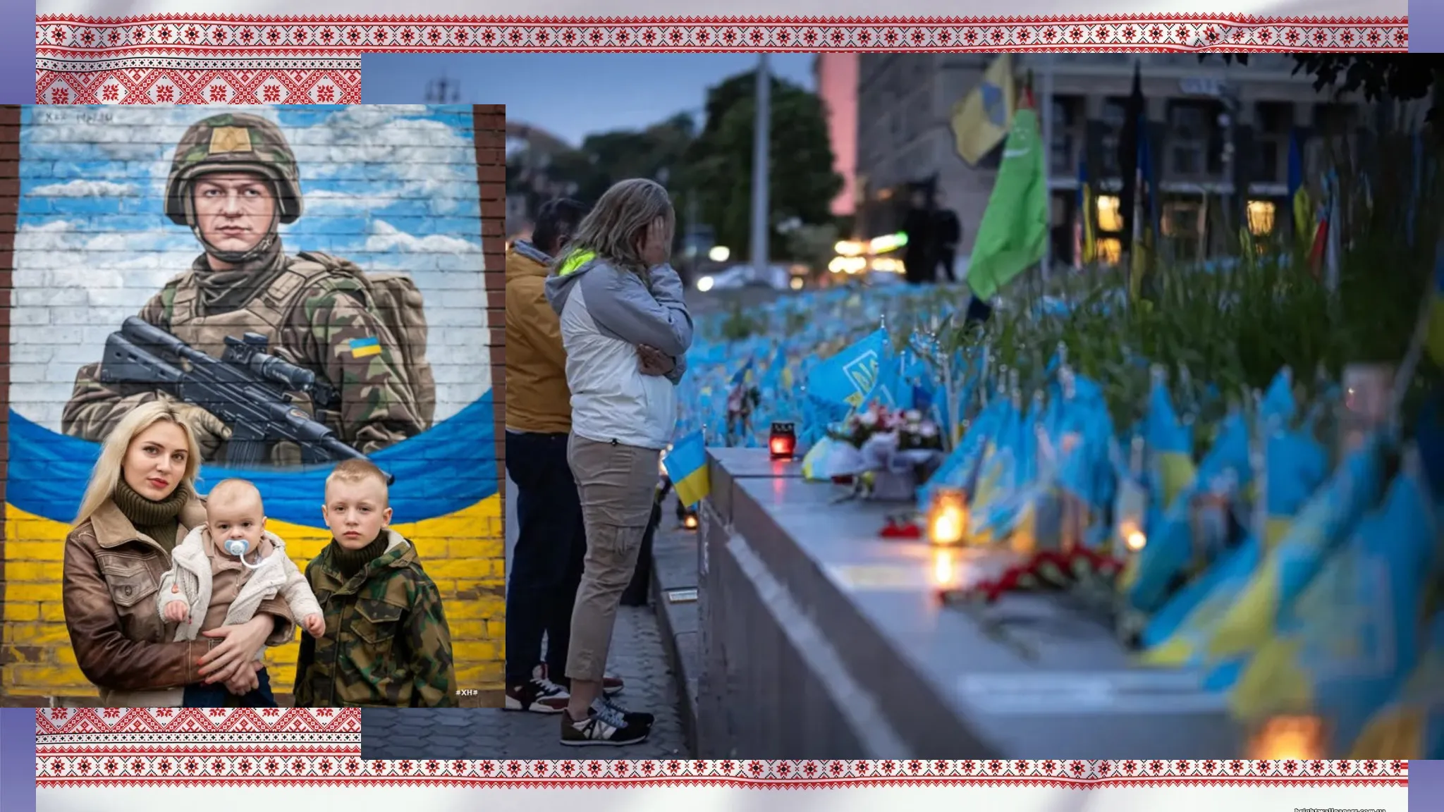 Колаж Олени Зеленіної. Хвилина мовчання у Харкові. Чи діє цей ритуал? В який спосіб українці пропонують вшановувати пам’ять про полеглих героїв і війну? Колаж Олени Зеленіної на порталі Gromada Group