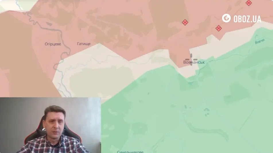 Скриншот відео OBOZ.UA Малі диверсійні групи намагаються форсувати річку Вовча в районі Вовчанська на порталі Gromada Group